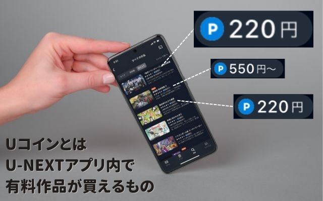 UコインとはU-NEXTアプリ内で有料作品が買えるもの