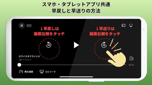 スマホ・タブレットアプリ共通早戻しと早送りの方法
