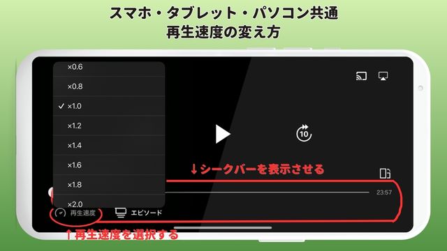 スマホ・タブレット・パソコン共通の倍速再生の仕方