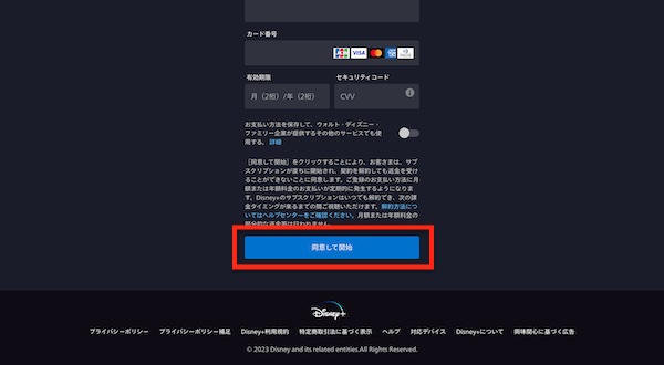 ディズニープラスの申し込み画面6