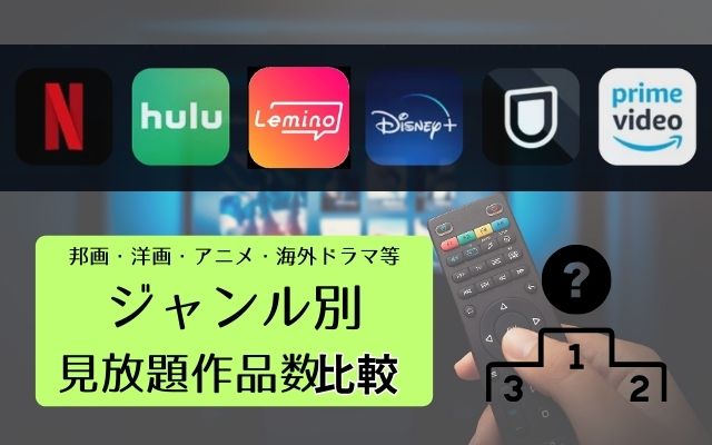邦画・洋画・アニメ・海外ドラマ等ジャンル別見放題作品数比較